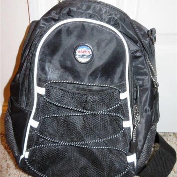 ASPEN BLACK BACKPACK WITH MULTIPLE ZIPPERS - Picture 1 of 3